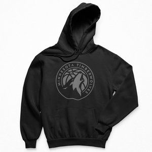 NEW Minnesota Timberwolves Tonal Big Logo Fleece Pullover Hoodie BLACKOUT
